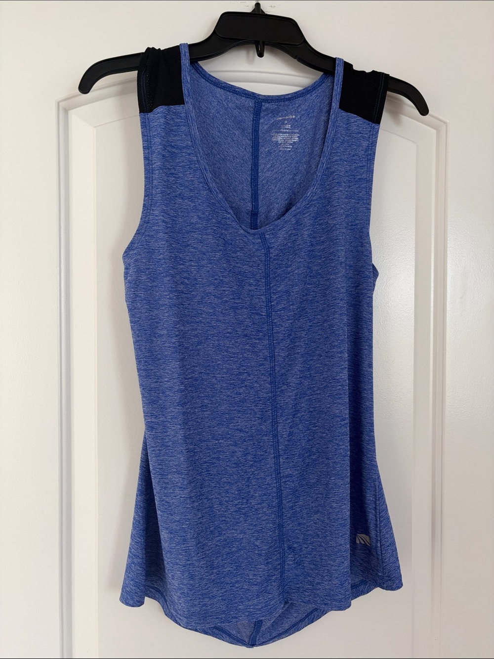 Marika Blue Performance Tank with Black Shoulder Panels